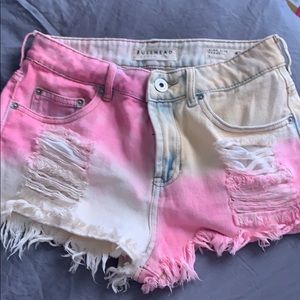 Colorful denim wash high rise shorts